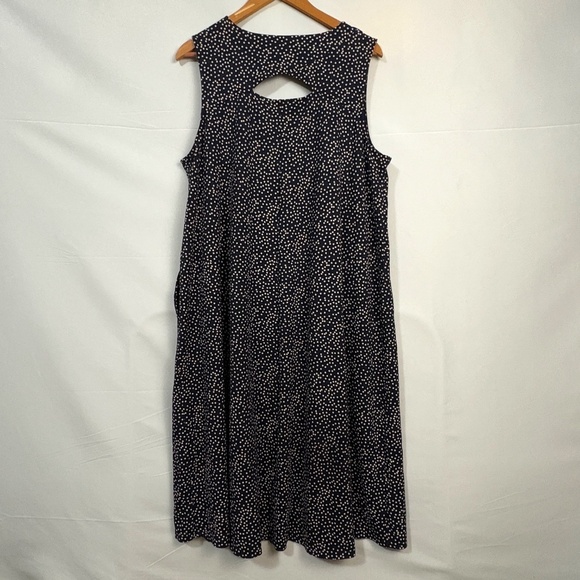 J Jill Wearever PolkaDot Sleeveless Midi Swing Dress Sz XL Petite Comfort Mature - Picture 3 of 13